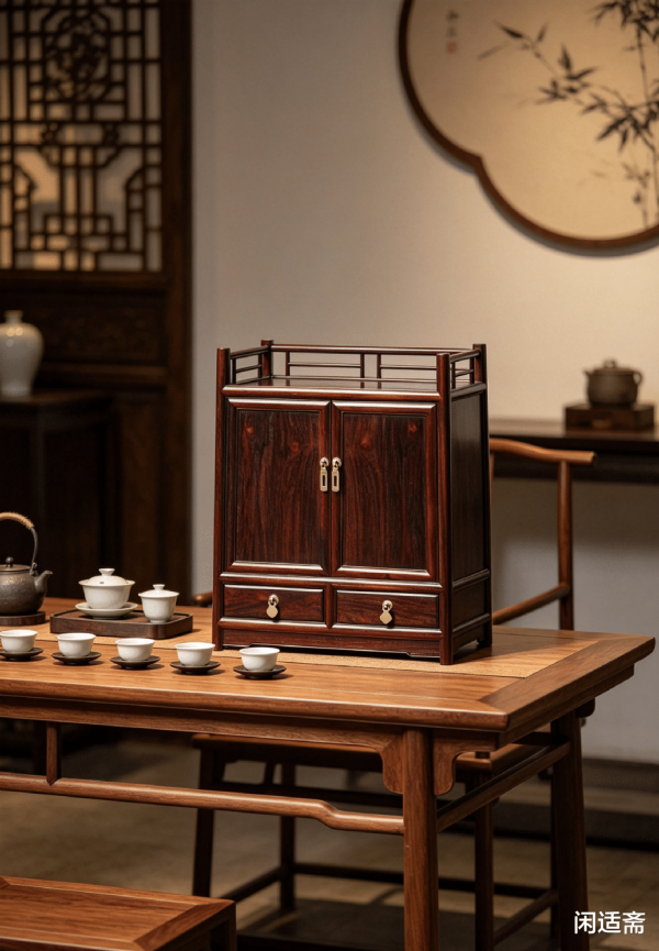 世界杯(中国) 茶馆收纳雅器, 大红酸枝, 全独板收纳柜