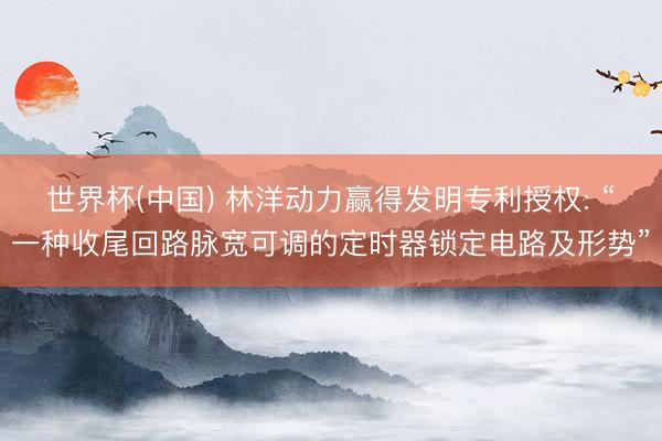 世界杯(中国) 林洋动力赢得发明专利授权: “一种收尾回路脉宽可调的定时器锁定电路及形势”
