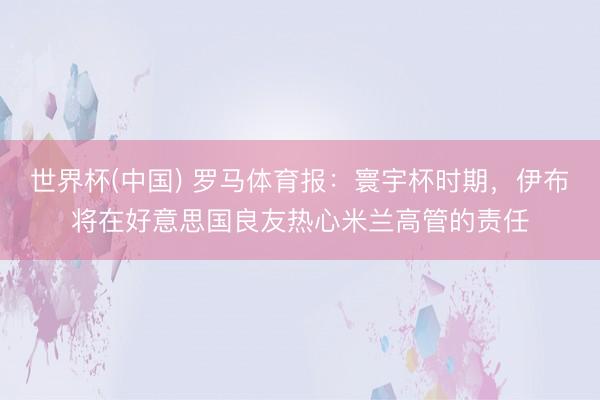 世界杯(中国) 罗马体育报：寰宇杯时期，伊布将在好意思国良友热心米兰高管的责任