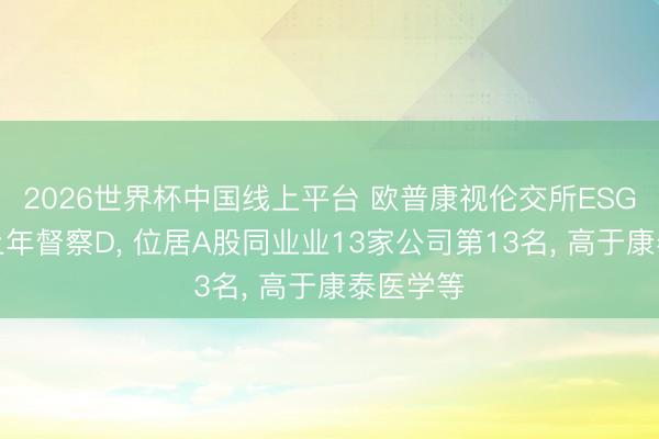2026世界杯中国线上平台 欧普康视伦交所ESG评级较上
