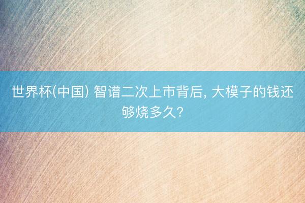 世界杯(中国) 智谱二次上市背后, 大模子的钱还够烧多久?