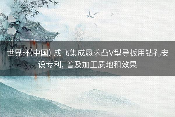 世界杯(中国) 成飞集成恳求凸V型导板用钻孔安设专利, 普及