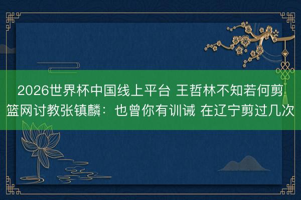 2026世界杯中国线上平台 王哲林不知若何剪篮网讨教张镇麟:也曾你有训诫 在辽宁剪过几次