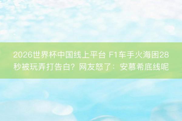2026世界杯中国线上平台 F1车手火海困28秒被玩弄打告白？网友怒了：安慕希底线呢