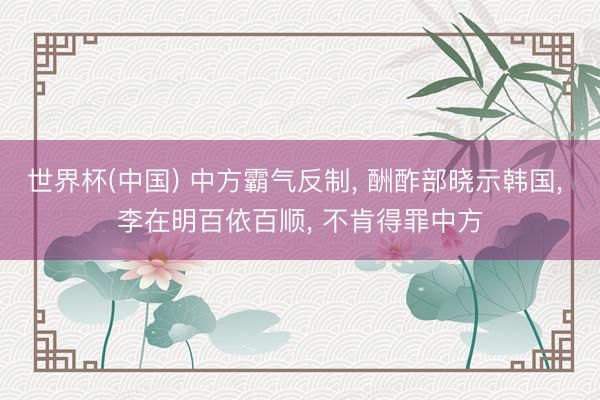 世界杯(中国) 中方霸气反制, 酬酢部晓示韩国, 李在明百依百顺, 不肯得罪中方