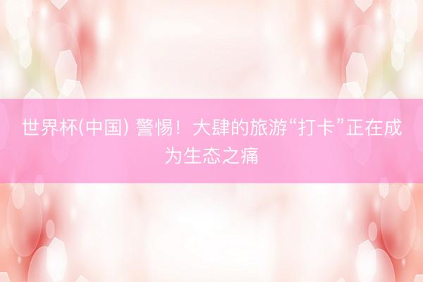 世界杯(中国) 警惕!大肆的旅游“打卡”正在成为生态之痛