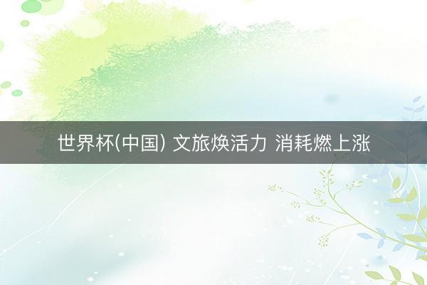 世界杯(中国) 文旅焕活力 消耗燃上涨