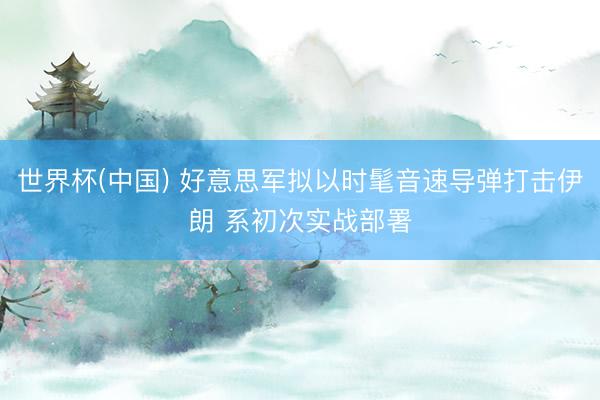 世界杯(中国) 好意思军拟以时髦音速导弹打击伊朗 系初次实战部署