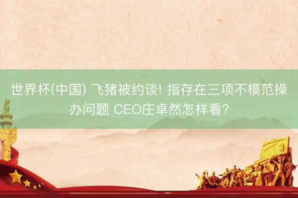 世界杯(中国) 飞猪被约谈! 指存在三项不模范操办问题 CEO庄卓然怎样看?
