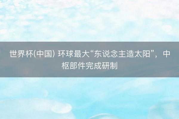 世界杯(中国) 环球最大“东说念主造太阳”，中枢部件完成研制